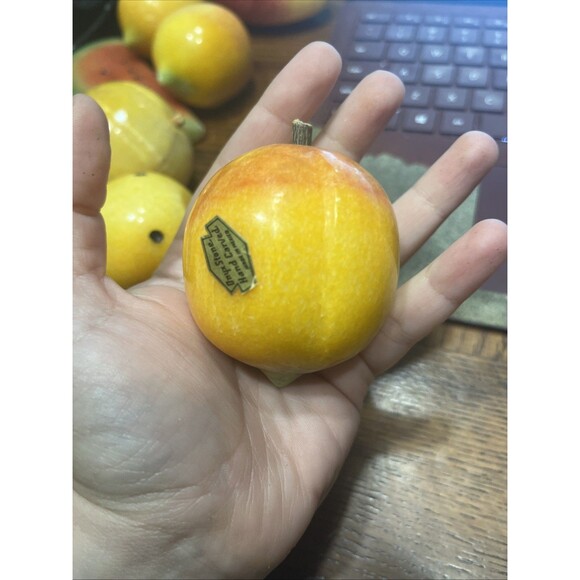 Lot Carved Onyx Marble Stone Fruit Hand Carved Mexico - 17 Pieces - Picture 13 of 16